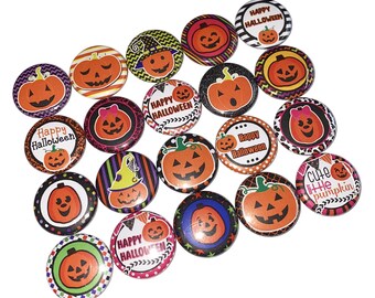 Pumpkins, 1", 1.25", Button, Halloween Party Favor, Pumpkin Theme, Pumpkin Decor, Halloween Decor, Fall Decor, Flatback, Pinback, H021