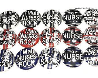 Male Nurse Magnet, 1", 1.25" Button Magnet, Man Nurse, Party Favor, Nurse Theme, Nurse Decor, Nurse Gift, Nursing, Male RN Magnet, NU024