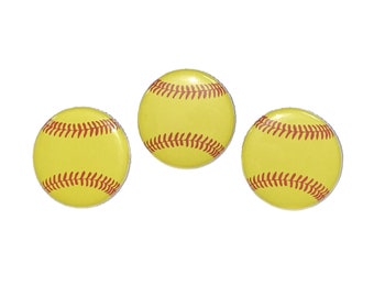 Softball Magnet, 1", 1.25", 1.5", 2.25", Button Magnet, Softball Decor, Softball Theme, Yellow Softball, Birthday, Softball, Sports, SE044