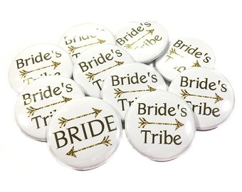Bachelorette Party, Gold, White, Tribe, 1.5", 2.25", Pinback Button, Bachelorette Pin, Bridal Party Favor, Bride, Tribal Theme, BW059, BW140