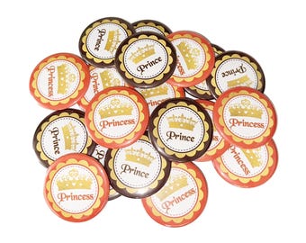 Prince or Princess, Brown, Orange, 1.25", 1.5", 2.25", Pinback Button, Fall Gender Reveal, Thanksgiving Gender Reveal, VB308, VB316