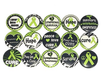 Lymphoma Magnet, 1", 1.25", 1.5", 2.25", Button Magnet, Green Ribbon, Lymphoma Awareness, Cure Lymphoma, Lime Ribbon, Lymphoma Ribbon, CN009