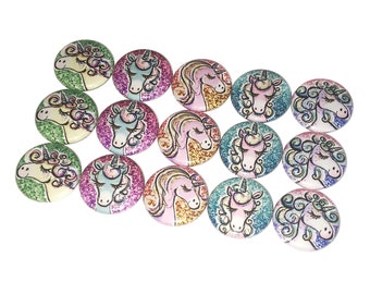 Unicorn, 1", 1.25", 1.5", 2.25", Button, Unicorn Theme, Unicorn Decor, Unicorn Birthday, Unicorn Party Favor, Flatback, Pinback, Pin, MC018