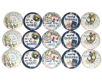 Travel Magnet, World Travel, 1", 1.25", 1.5", 2.25", Button Magnet, Travel, Globe Magnet, Gift, Adventure, Travel Theme, Travel Decor, TS023