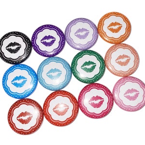 Kiss, 1&quot;, 1.25&quot;, 1.5&quot;, 2.25&quot;, Button, Kisses, Lips, Mouth, Flatback, Pinback, Pin, Badge, GR019