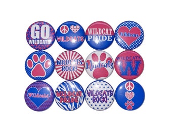 Wildcat Magnet, Royal Blue, Dark Pink, 1", 1.25", 1.5", 2.25", Button Magnet, Paw Magnet, Wildcat Decor, Office Magnet, Locker Magnet, SM058