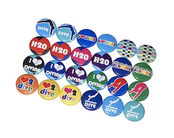 Dive, Diving, 1", 1.25", 1.5", Button, Dive Theme, Dive Decor, Diver, Dive Flatback, Diver Pinback, Diver, Flatback, Pinback, WS006