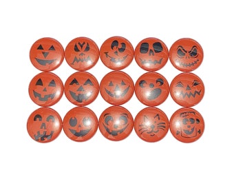 Pumpkin Face Magnet, 1", 1.25", Button Magnet, Halloween Party Favor, Jack O' Lantern, Pumpkin Theme, Halloween Decor, Pumpkin, Fall, H010