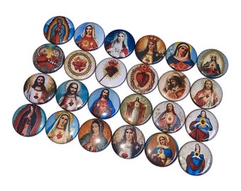 Religious, Jesus, Mary, Catholic, 1", 1.25", 1.5", 2.25", Button, Religious Theme, Religious Decor, Christmas, Flatback, Pinback, Pin, FT015