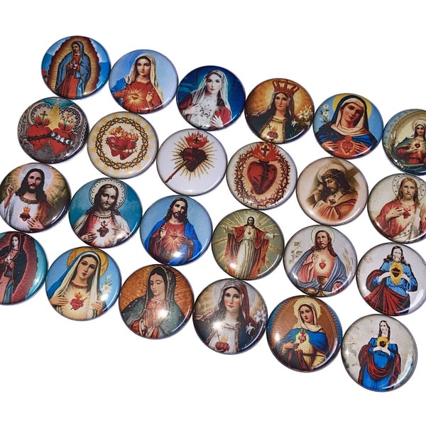 Religious, Jesus, Mary, Catholic, 1", 1.25", 1.5", 2.25", Button, Religious Theme, Religious Decor, Christmas, Flatback, Pinback, Pin, FT015