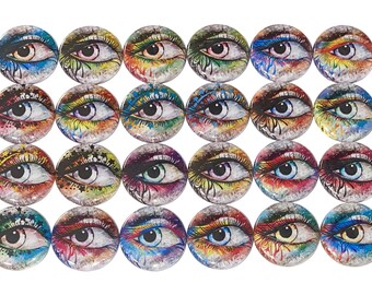 Eye Magnet, Eye Lashes, 1", 1.25", 1.5", 2.25", Button Magnet, Eye, Eye Theme, Party Favor, Vision Theme, Beauty Theme, Makeup, AE001