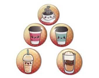 Latte, Cappuccino, 1", 1.25", Button, Latte Party Favor, Coffee Party Favor, Latte Pin, Latte Theme, Coffee Theme, Coffee, Flatback, FD011