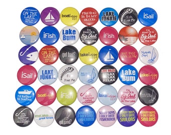 Lake Fun Magnet, 1", 1.25", 1.5", 2.25", Button Magnet, Boating Magnet, Sailing Magnet, Lake Theme, Boating, Sailing, Fishing Magnet, OH007