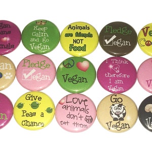 Vegan Magnet, 1&quot;, 1.25&quot;, Button Magnet, Birthday, Vegan Party Favor, Vegetable Magnet, Vegan Theme, Vegan Decor, Vegan Gift, Veganism, FD031
