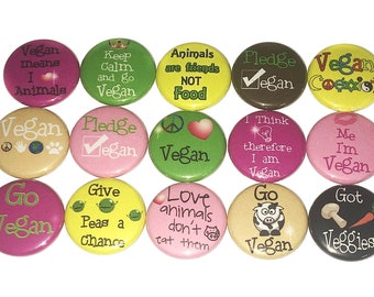 Vegan Magnet, 1", 1.25", Button Magnet, Birthday, Vegan Party Favor, Vegetable Magnet, Vegan Theme, Vegan Decor, Vegan Gift, Veganism, FD031