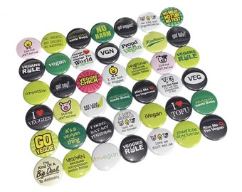 Vegan, 1", 1.25", 1.5", 2.25", Button, Vegan Theme, Vegan Theme, Vegan Party Favor, Vegan Gift, Veggie, Flatback, Pinback, Pin, Badge, FD034