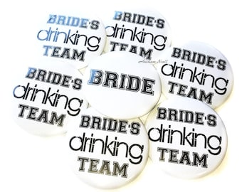 Bachelorette Party, White, Black, 1.5", 2.25", Pinback Button, Bachelorette Pin, Drinking Bride, Bridal Party Favor, Bride Pin, BW015, BW084