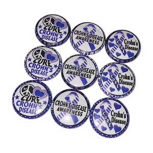 Crohn&#39;s Disease, 1&quot;, 1.25&quot;, Button, Purple, Purple Ribbon Theme, Crohn&#39;s Theme, Crohn&#39;s Ribbon, Crohn&#39;s Awareness, Flatback, Pinback, CA023