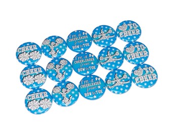 Turquoise Cheer, Cheer, 1", 1.25", 1.5", Button, Cheer Theme, Cheer Decor, Cheerleading, Gift, Cheer Birthday, Flatback, Pinback, Pin, CD021
