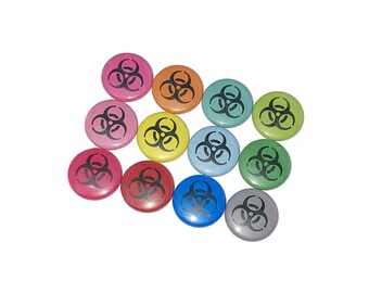 Biohazard, Science, Lab, 1", 1.25", 1.5", 2.25", Button, Hazard, Science Theme, Lab Theme, Biohazard Flatback, Biohazard Pinback, MS005