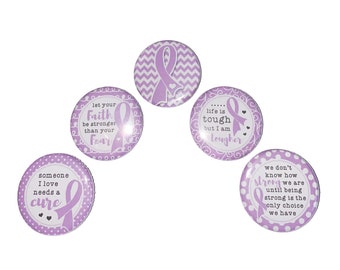 Lavender Ribbon, 1", 1.25", 1.5", 2.25", Button, Lavender Awareness, Awareness Ribbon, Purple Ribbon, Flatback, Pinback, Pin, Badge, CA015