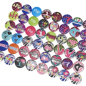 Gymanastics, 1", 1.25", 1.5", 2.25", Button, Party Favor, Gymnastics Decor, Gymnast, Gymnastics Theme, Birthday, Flatback, Pinback, CD006