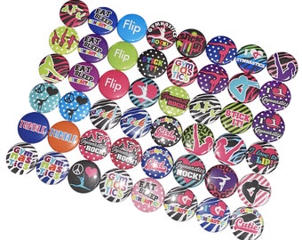 Gymanastics, 1", 1.25", 1.5", 2.25", Button, Party Favor, Gymnastics Decor, Gymnast, Gymnastics Theme, Birthday, Flatback, Pinback, CD006