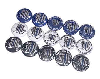 Police, Nurse, Leo, 1", 1.25", Button, Police Support, Leo Support, Blue Heart Flag, Police, Law Enforcement, Flatback, Pinback, LE012