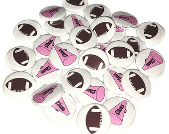 Gender Reveal, Cheer, Football, 1.25", 1.5", 2.25", Pinback Button, Baby Reveal, Football Baby Shower, Cheer Baby Shower, Vote, SE057, VB105