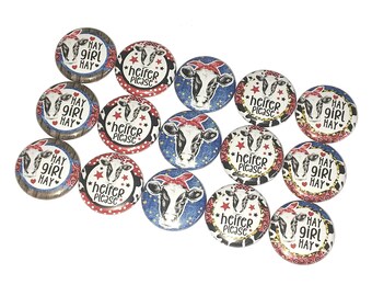 Cow, Heifer, 1", 1.25", 1.5", Button, Cow Theme, Cow Decor, Farm Theme, Farm Decor, Cow Birthday, Cow Gift, Flatback, Pinback, Badge, A016