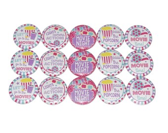 Movie Magnet, 1", 1.25", 1.5", 2.25", Button Magnet, Movie, Movie Theme, Movie Decor, Movie Birthday, Movie Party Favor, Gift, Award, HI010