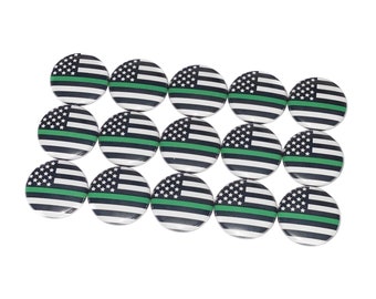 Green Line, 1", 1.25", 1.5", 2.25", Button, Military, Federal Agent, Border Patrol, Green Line Theme, Green, Flatback, Pinback, Pin, LE018