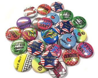 Volleyball, 1", 1.25", Button, Volleyball Theme, Volleyball Decor, Volley Ball, Party Favor, Gift, Flatback, Pinback, Pin, Badge, SE017