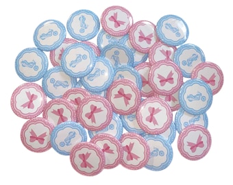 Gender Reveal, Motorcycles, Bows, 1.25", 1.5", 2.25", Pinback Button, Pink, Blue, Baby Reveal, Baby Shower, VB268, VB554