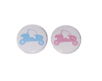 Buggy, Gender Reveal, Pink, Blue, 1.25", 1.5", 2.25", Pinback Button, Girl or Boy, Pink Buggy, Blue Buggy, Pink or Blue, VB020, VB022