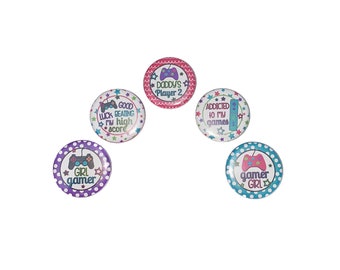 Gamer, 1", 1.25", 1.5", 2.25", Button, Daddy's Gamer, Gamer Theme, Gamer Decor, Birthday, Party Favor, Video Game, Flatback, Pinback, GM001