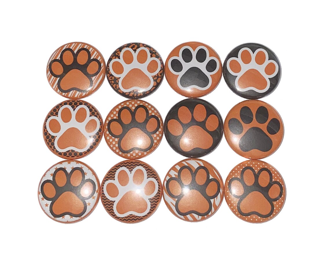 Paw Black Orange 1 1.25 1.5 Etsy