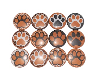 Paw Magnet, Black, Orange, 1", 1.25", 1.5", 2.25", Button Magnet, Black Paw, Orange Black Paw, School Spirit, Gift, Paw Locker Magnet, PP018