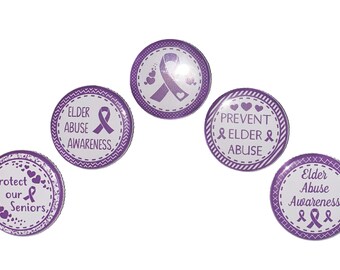 Elder Abuse Magnet, 1", 1.25", 1.5", 2.25", Button Magnet, Purple Ribbon, Elder Abuse Violence, Elder Abuse, CA056
