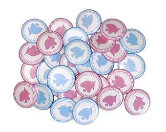 Fish, Gender Reveal, Pink, Blue, 1.25", 1.5", 2.25", Pinback Button, Girl or Boy, Baby Reveal, Pink Fish, Blue Fish, Summer, VB184, VB206