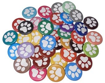 White Paw Prints, 1", 1.25", 1.5", 2.25", Button, Paw Print, Animal Prints, Paw Embellishments, Paw Flatback, Paw Pinback, Paw Pin, PP031