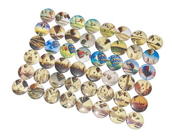 Hot Air Balloon, 1", 1.25", 1.5", 2.25", Button, Balloon, Balloon Theme, Hot Air Balloon Decor, Air Travel, Flight, Flatback, Pinback, VT004