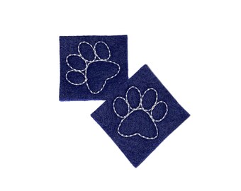 Paw Felt, 2 Felts, Paw Patch, Navy Blue, Unfinished, Craft Supply, Paw, Paw Print, Size 1 of 3, EMB058
