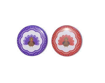 Turkey, Gender Reveal, Purple, Red, 1.25", 1.5", 2.25", Pinback Button, Thanksgiving, Baby Reveal, Baby Shower, Boy or Girl, VB575, VB578