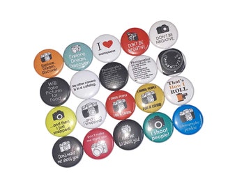 Photography, 1", 1.25", 1.5", 2.25", Button, Photographer, Camera, Photography Theme, Film, Photo, Flatback, Pinback, Pin, CP001