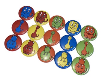 Dinosaur, 1", 1.25", Button, Dino, Dinosaur Theme, Dinosaur Decor, Gift, Birthday, Party Favor, Jurassic, Flatback, Pinback, Badge, DU003