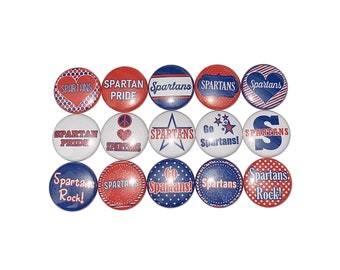 Spartan Magnet, Blue, Red, 1", 1.25", Button Magnet, Spartan Theme, Spartan Decor, Party Favor, SM030