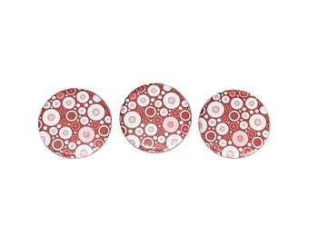 Red Magnet, 1", 1.25", Button Magnet, Red Dots, Red Decor, Red Theme, Red, White, Red Office Decor, Red Party Favor, Gift, White Dots, BK013