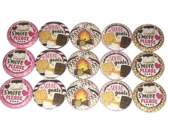 Smore Magnet, Camp Fire Magnet, 1", 1.25", 1.5", Button Magnet, Smore Birthday, Smore Party Favor, Smore Theme, Camping Decor, Magnet, FD038
