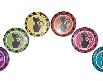 Halloween Cat, 1", 1.25", Button, Halloween Party Favor, Cat Theme, Cat Decor, Halloween Decor, Fall Decor, Cat, Flatback, Pinback, H024